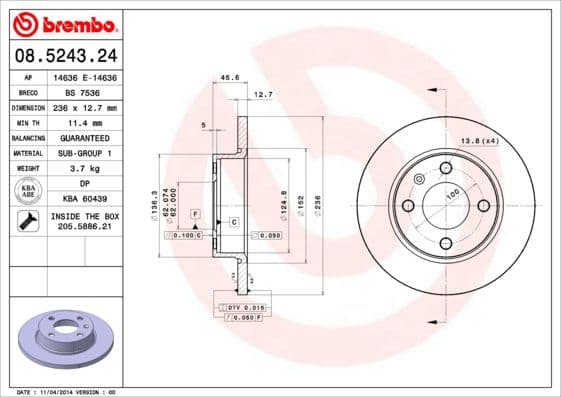 Bremžu diski BREMBO 08.5243.24 1