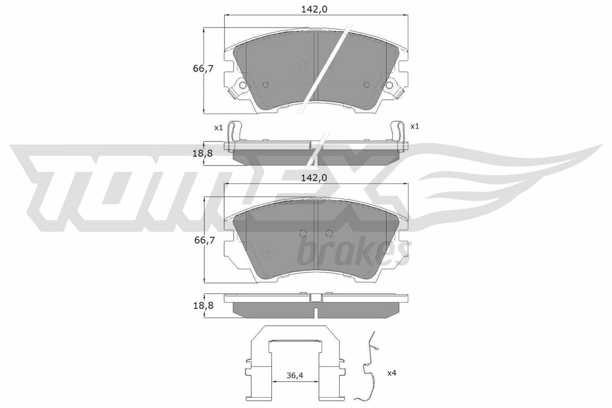 Bremžu uzliku kompl., Disku bremzes TOMEX Brakes TX 16-34 1