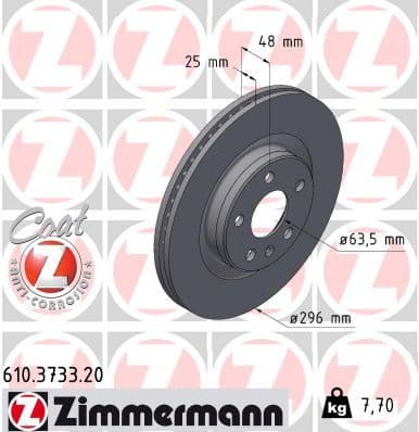 Bremžu diski ZIMMERMANN 610.3733.20 1