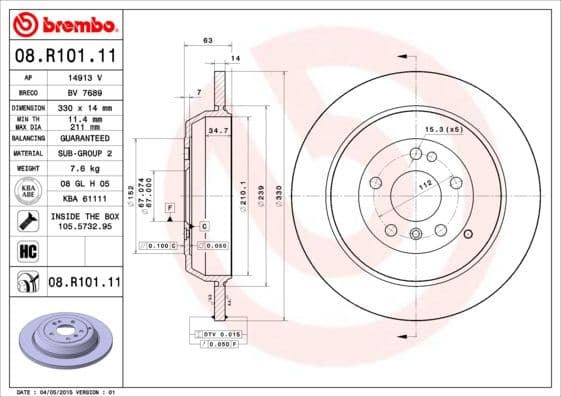 Bremžu diski BREMBO 08.R101.11 1