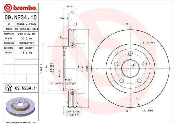 Bremžu diski BREMBO 09.N234.11 1