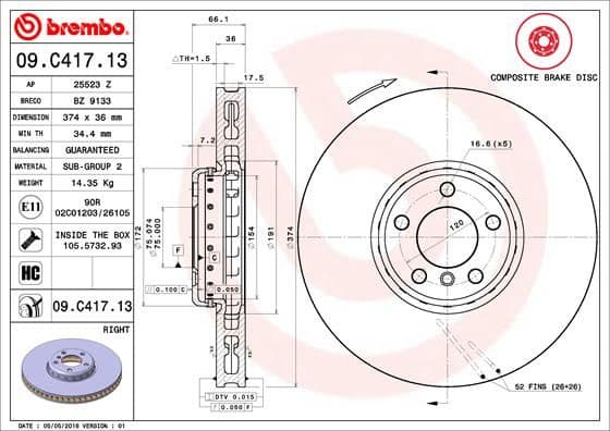 Bremžu diski BREMBO 09.C417.13 1