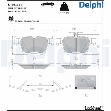 Bremžu uzliku kompl., Disku bremzes DELPHI LP5011EV 1