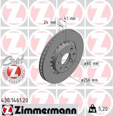 Bremžu diski ZIMMERMANN 430.1461.20 1