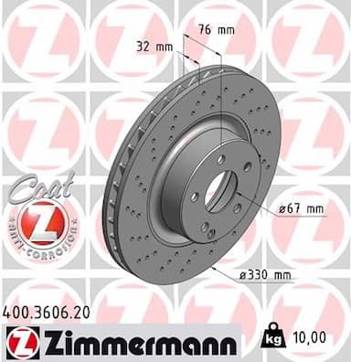 Bremžu diski ZIMMERMANN 400.3606.20 1