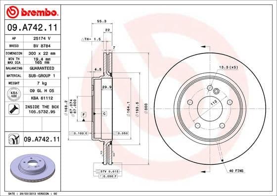 Bremžu diski BREMBO 09.A742.11 1