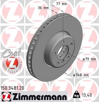 Bremžu diski ZIMMERMANN 150.3481.20 1