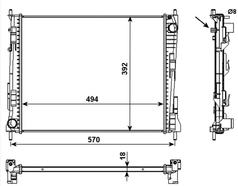 Radiators, Motora dzesēšanas sistēma NRF 53992 1