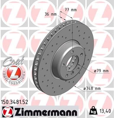 Bremžu diski ZIMMERMANN 150.3481.52 1