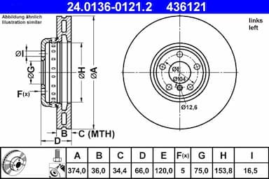 Bremžu diski ATE 24.0136-0121.2 1