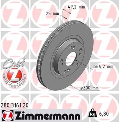 Bremžu diski ZIMMERMANN 280.3161.20 1