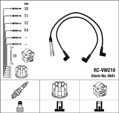 Augstsprieguma vadu komplekts NGK 0941 1