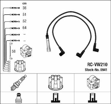 Augstsprieguma vadu komplekts NGK 0941 1
