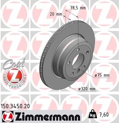 Bremžu diski ZIMMERMANN 150.3450.20 1