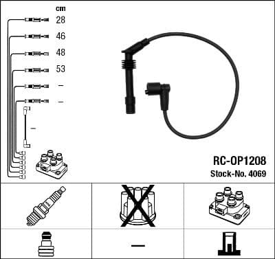 Augstsprieguma vadu komplekts NGK 4069 1