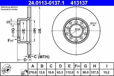 Bremžu diski ATE 24.0113-0137.1 1