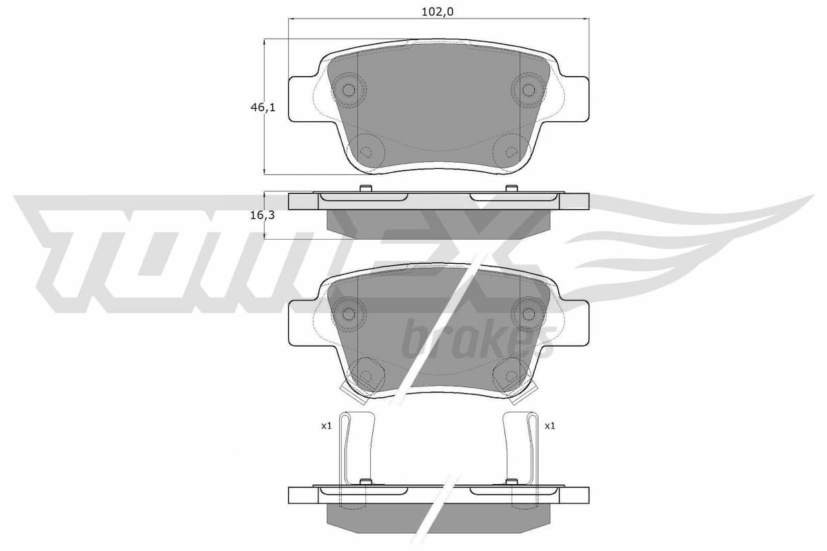 Bremžu uzliku kompl., Disku bremzes TOMEX Brakes TX 13-62 1