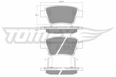 Bremžu uzliku kompl., Disku bremzes TOMEX Brakes TX 13-62 1