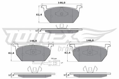 Bremžu uzliku kompl., Disku bremzes TOMEX Brakes TX 17-03 1