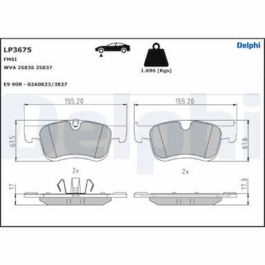 Bremžu uzliku kompl., Disku bremzes DELPHI LP3675 1