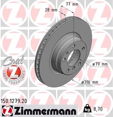 Bremžu diski ZIMMERMANN 150.1279.20 1