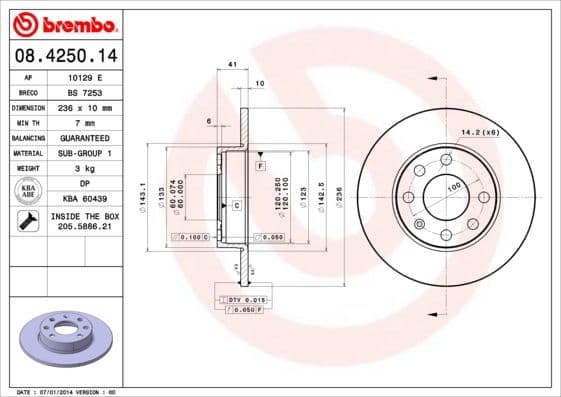 Bremžu diski BREMBO 08.4250.14 1