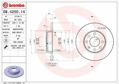 Bremžu diski BREMBO 08.4250.14 1