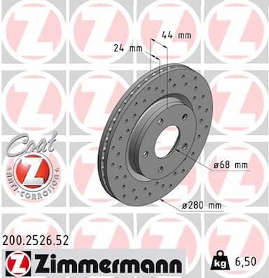 Bremžu diski ZIMMERMANN 200.2526.52 1