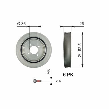 Piedziņas skriemelis, Kloķvārpsta GATES TVD1011A 1