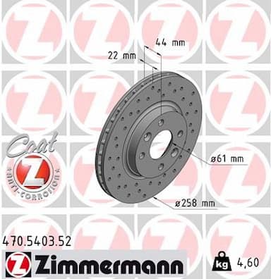 Bremžu diski ZIMMERMANN 470.5403.52 1