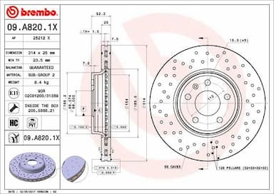 Bremžu diski BREMBO 09.A820.1X 1