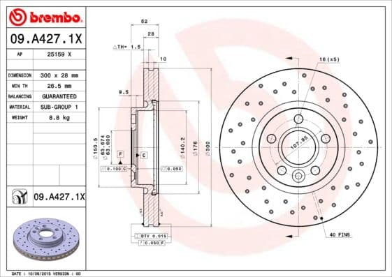 Bremžu diski BREMBO 09.A427.1X 1