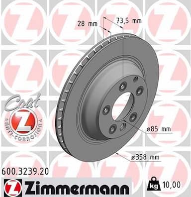 Bremžu diski ZIMMERMANN 600.3239.20 1