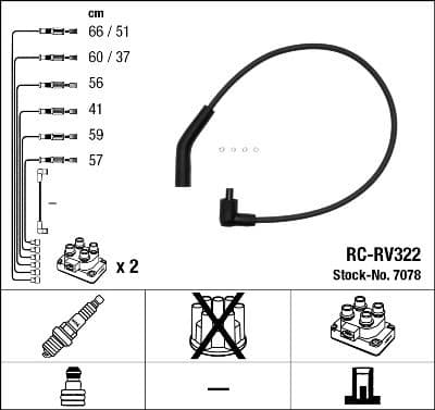 Augstsprieguma vadu komplekts NGK 7078 1