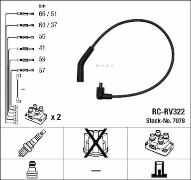 Augstsprieguma vadu komplekts NGK 7078 1