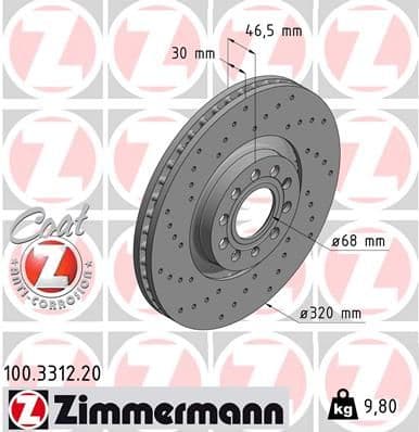 Bremžu diski ZIMMERMANN 100.3312.20 1