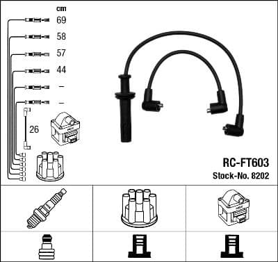 Augstsprieguma vadu komplekts NGK 8202 1