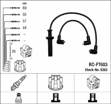 Augstsprieguma vadu komplekts NGK 8202 1