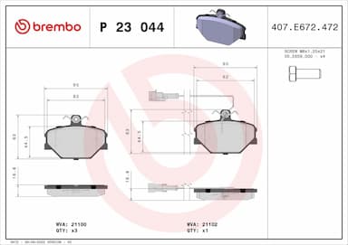 Bremžu uzliku kompl., Disku bremzes BREMBO P 23 044 1