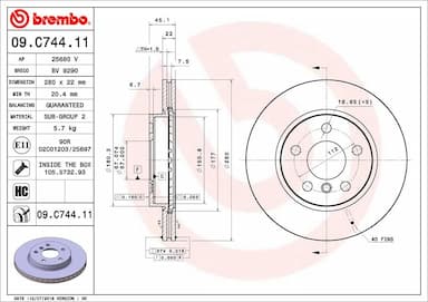 Bremžu diski BREMBO 09.C744.11 1