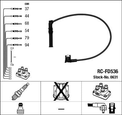 Augstsprieguma vadu komplekts NGK 0631 1