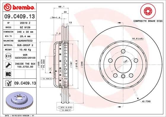 Bremžu diski BREMBO 09.C409.13 1