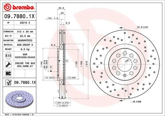 Bremžu diski BREMBO 09.7880.1X 1