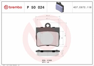 Bremžu uzliku kompl., Disku bremzes BREMBO P 50 024 1