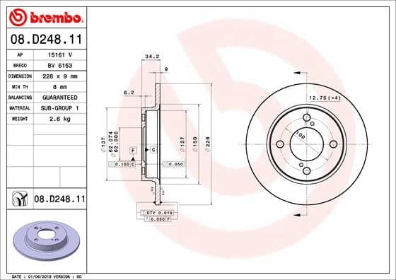 Bremžu diski BREMBO 08.D248.11 1