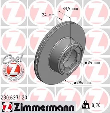 Bremžu diski ZIMMERMANN 230.6271.20 1