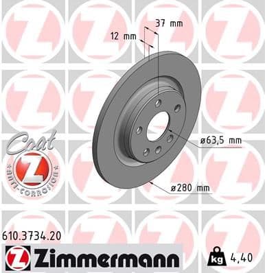 Bremžu diski ZIMMERMANN 610.3734.20 1