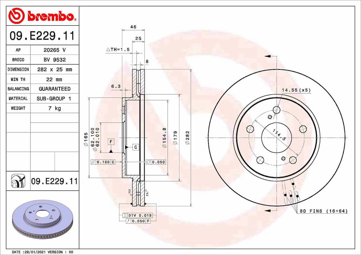 Bremžu diski BREMBO 09.E229.11 1