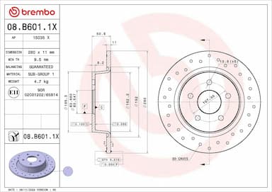 Bremžu diski BREMBO 08.B601.1X 1