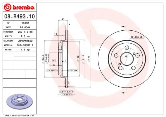 Bremžu diski BREMBO 08.B493.10 1